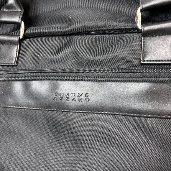 Chrome Azzaro Black Weekender Duffle Bag Travel Carry On Shoulder Strap 23x11 - Picture 2 of 5